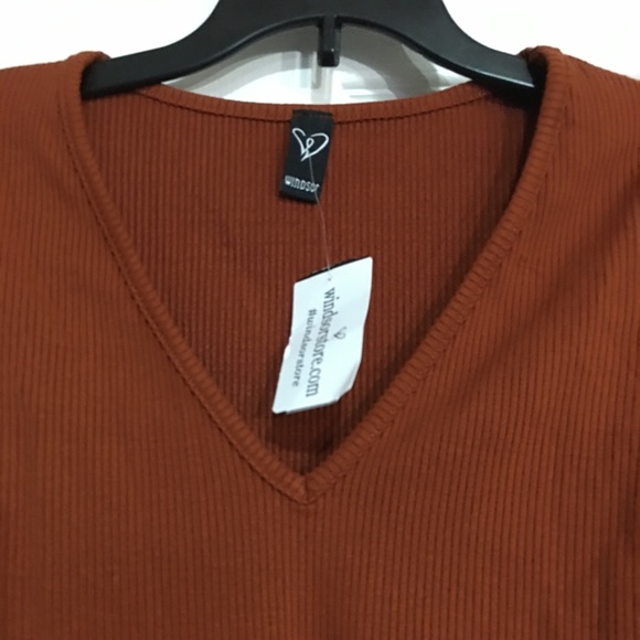 NWT Windsor Rust Color Ribbed Long Sleeve Bodysuit - Picture 3 of 4